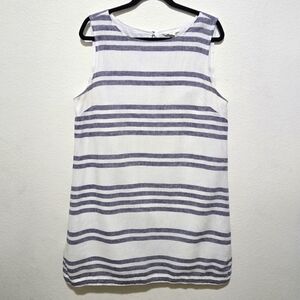 beachlunchlounge Classic Striped Linen Cotton Alina Dress Blue White Size Large